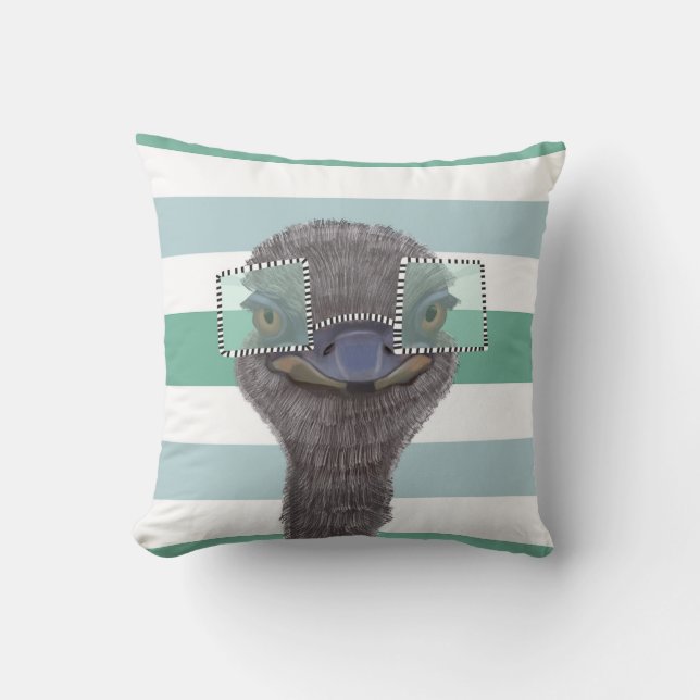Funny Ostrich With Glasses Cushion (Front)