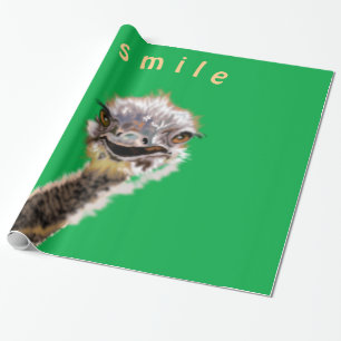 Funny Ostrich Wrapping Paper Smile - Custom Text