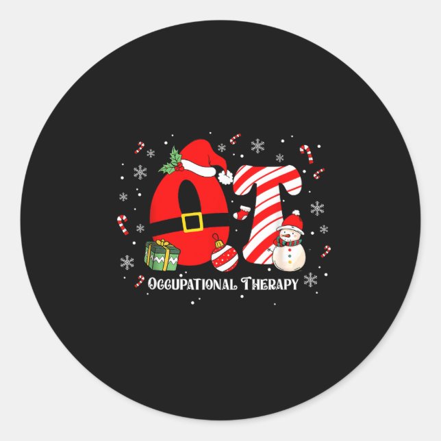 Funny Ot Nurse Occupational Therapy Santa Christma Classic Round Sticker (Front)
