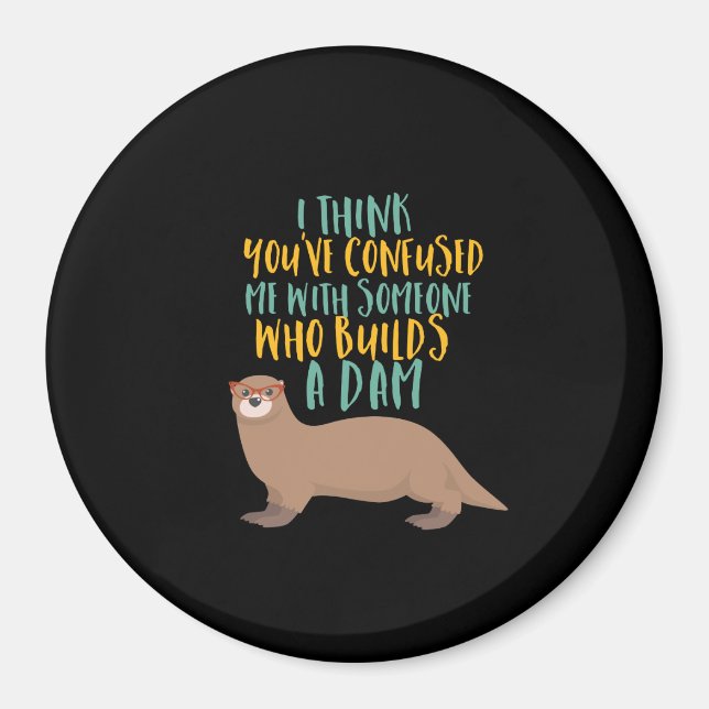 Funny Otter Cartoon Confused with Dam Beaver Magnet (Front)