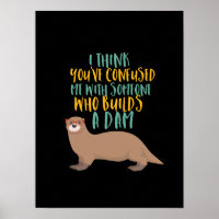 Funny Otter Cartoon Confused with Dam Beaver