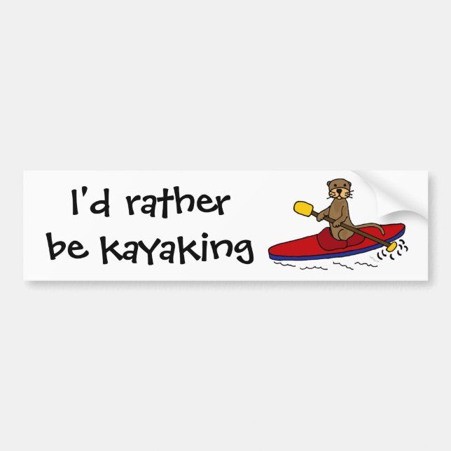 Funny Otter Kayaking Bumper Sticker (Front)