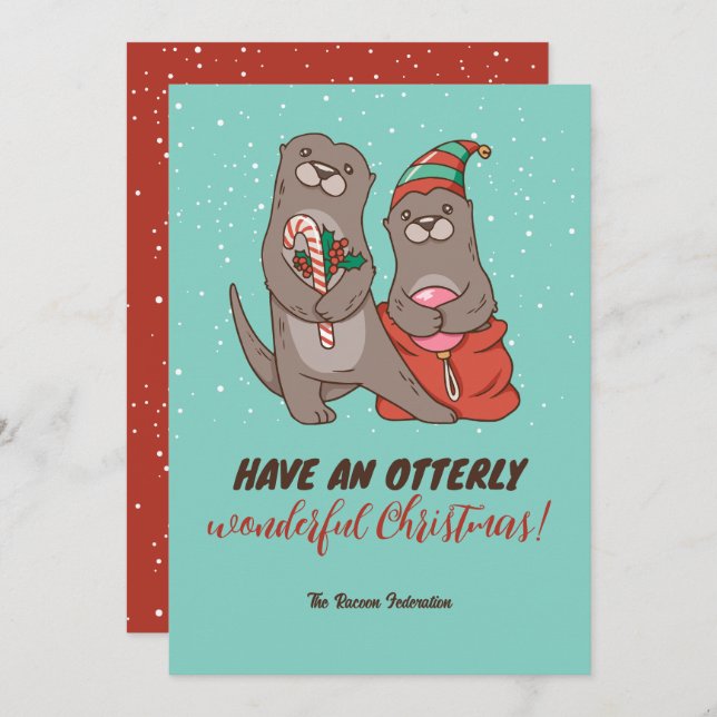 Funny Otter Pun Winter Holiday Merry Christmas (Front/Back)