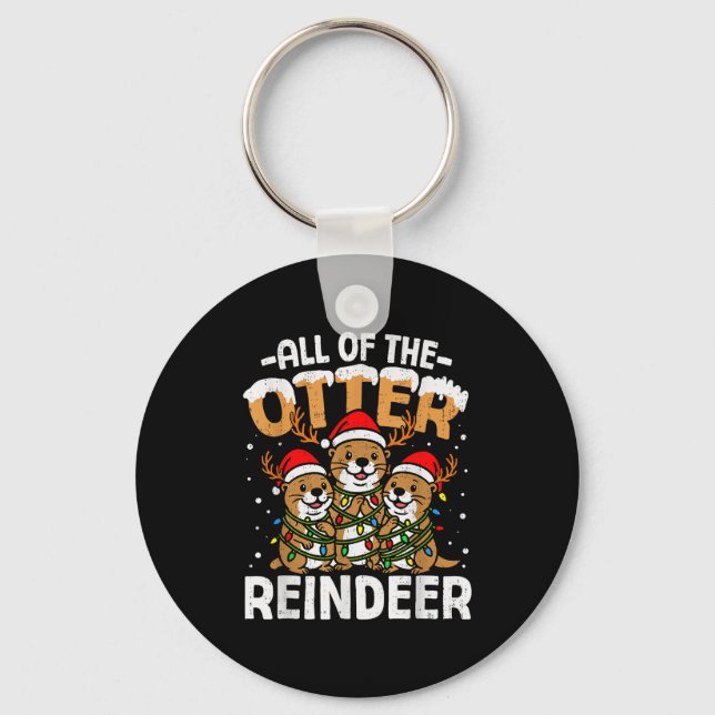 Funny Otter Reindeer Santa Christmas Animal Pun Xm Key Ring (Front)