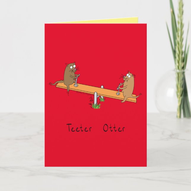 Funny Otter Teeter Totter Kids Card (Front)