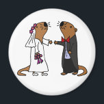 Funny Otter Wedding Cartoon Magnet<br><div class="desc">Adorable funny bride and groom sea otter original art wedding design</div>