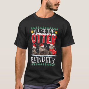 Funny Otters Reindeer Deer Antler Christmas Santa T-Shirt