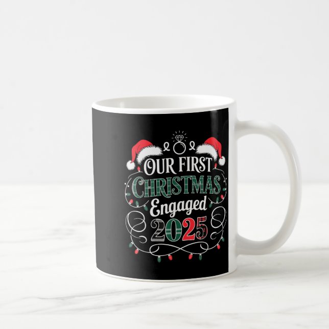 Funny Our First Christmas Engaged 2025 Couples Paj Coffee Mug (Right)
