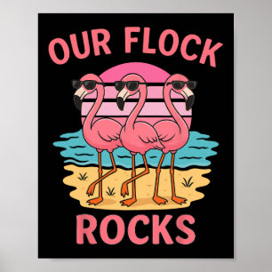 Funny Our Flock Rocks Flamingo Matching Family Vac Poster