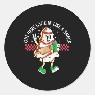 Funny Out Here Looking Like A Snack Christmas Tree Classic Round Sticker