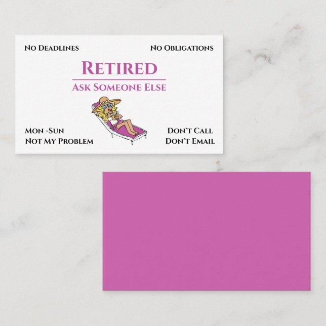 Funny Out Of Business Cartoon Woman Retirement Card (Front/Back)