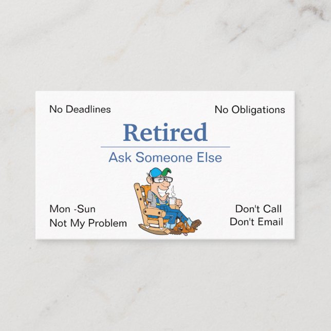Funny Out Of Business Retirement Business Card (Front)