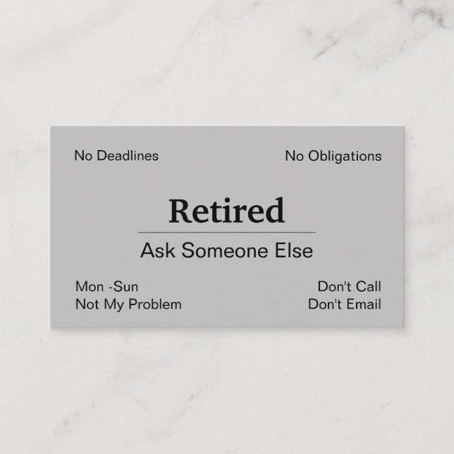 Funny Out Of Business Retirement Card (Front)