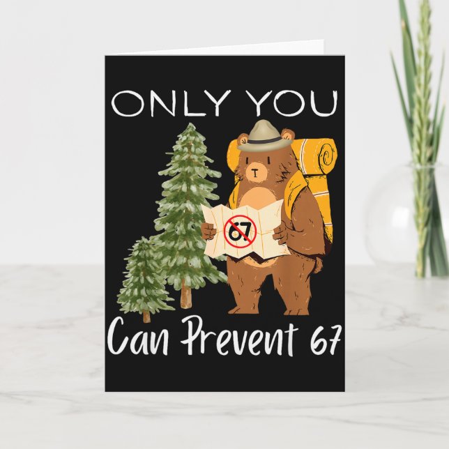 Funny Outdoor Bear Wild Number Six Seven Pun  Card (Front)