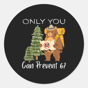 Funny Outdoor Bear Wild Number Six Seven Pun  Classic Round Sticker