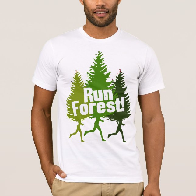 Funny Outdoorsman Run Forest T-Shirt (Front)