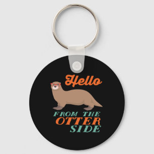 Funny Outer Space Animal Hello From The Otter Side Key Ring
