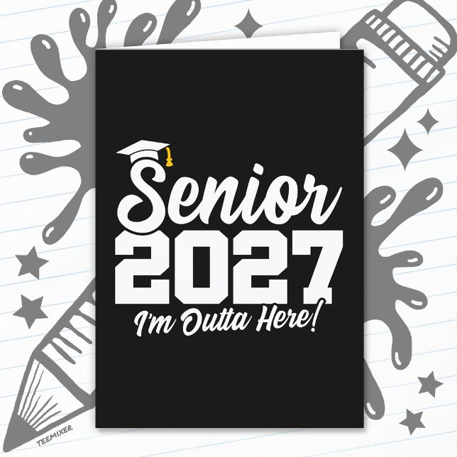 Funny Outta Here Graduation Senior Class of 2027 Card (Creator Uploaded)