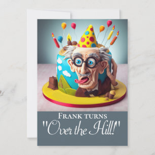 FUNNY OVER THE HILL BIRTHDAY CAKE PARTY INVITATION