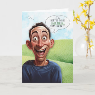 Funny Over the Hill Birthday Cartoon Man Card