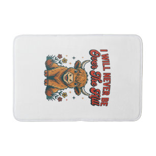 Funny Over The Hill Highland Cow Birthday Design_1 Bath Mat