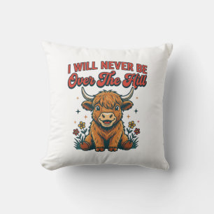 Funny Over The Hill Highland Cow Birthday Design_1 Cushion