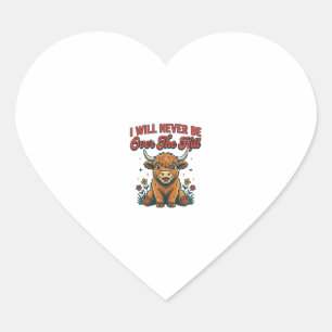 Funny Over The Hill Highland Cow Birthday Design_1 Heart Sticker