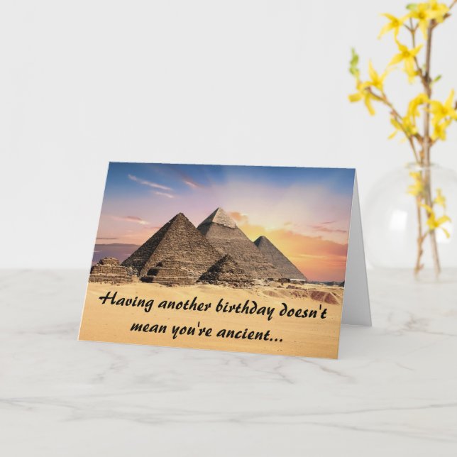 Funny Over the Hill Humour Egypt Pyramids Card (Yellow Flower)