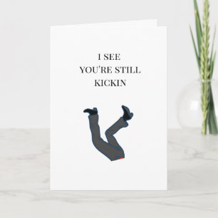 Funny Over The Hill Kicking Legs Humour Birthday  Card