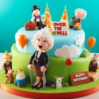 FUNNY OVER THE HILL PEOPLE BIRTHDAY CAKE