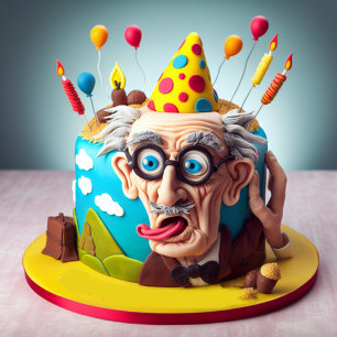 FUNNY OVER THE HILL THEMED BIRTHDAY CAKE CARD