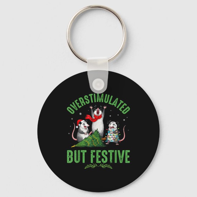 Funny Overstimulated But Festive Christmas Ssum Ho Key Ring (Front)