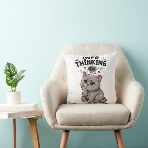 Funny Overthinking British Shorthair Cat Cushion