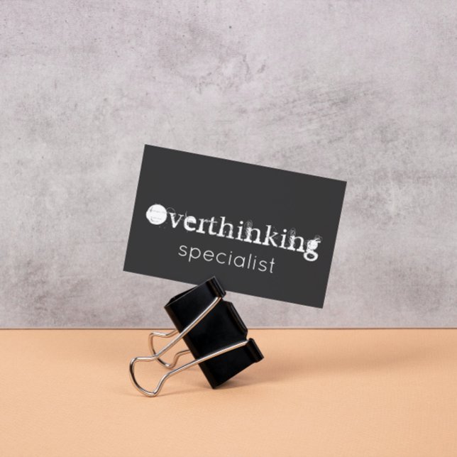 Funny Overthinking Specialist White Text Business Card (Creator Uploaded)