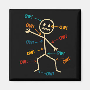 Funny Ow Ow Ow Ow Saying Body Pain Character Humou Magnet