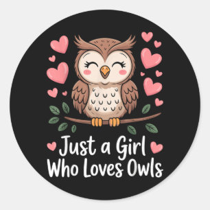 Funny Owl Art for Women Girls Kids Bird Animal Owl Classic Round Sticker