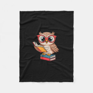 Funny owl book lover antisocial introvert reading fleece blanket