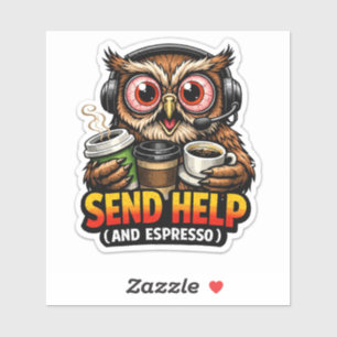 Funny Owl Coffee Espresso Sticker
