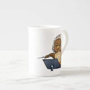 Funny Owl Conductor Cartoon Bone China Mug