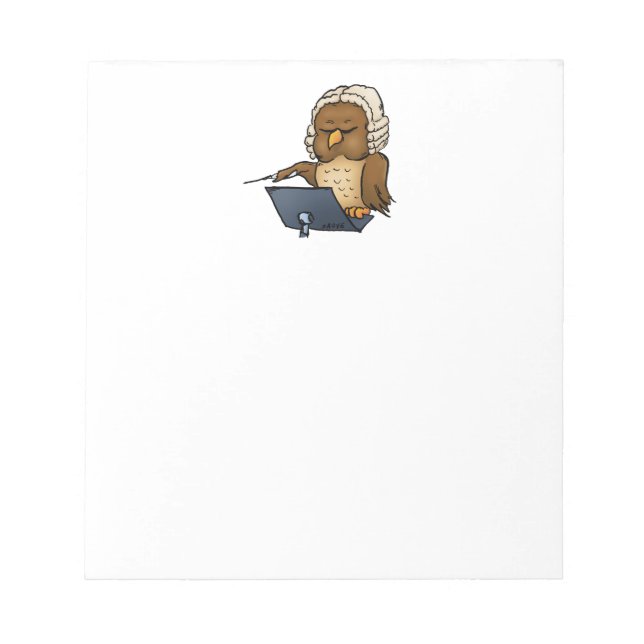 Funny Owl Conductor Cartoon Notepad (Front)