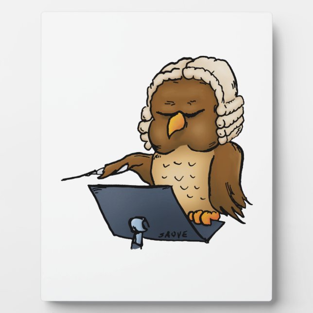 Funny Owl Conductor Cartoon Plaque (Front)
