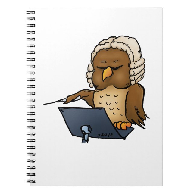 Funny Owl Conductor Cartoon Spiral Notebook (Front)