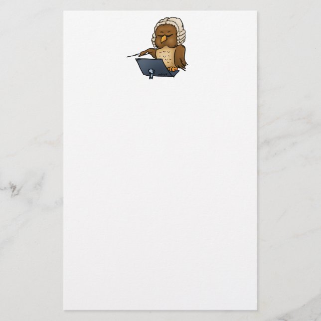 Funny Owl Conductor Cartoon Stationery (Front)