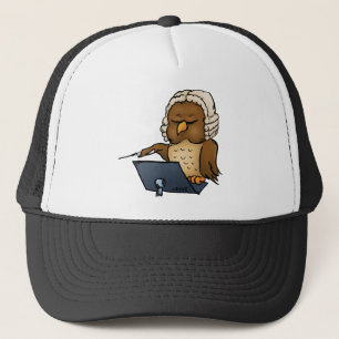 Funny Owl Conductor Cartoon Trucker Hat
