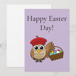 Funny Owl Easter Egg Hunt Personalise Holiday Card