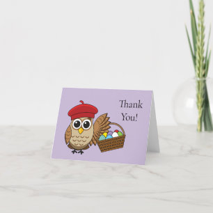 Funny Owl Easter Egg Hunt Personalise Thank You Card
