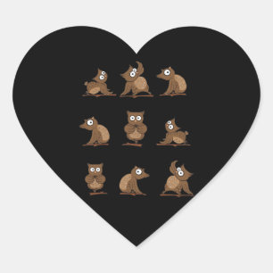 Funny Owl Emotion Pattern Heart Sticker