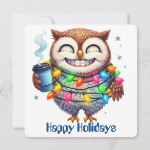 Funny Owl Holiday Greeting Card