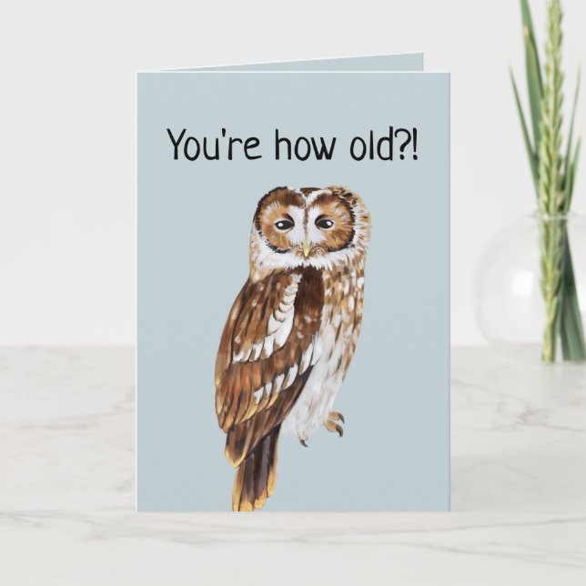 Funny Owl Illustration Personalised Birthday  Card (Front)