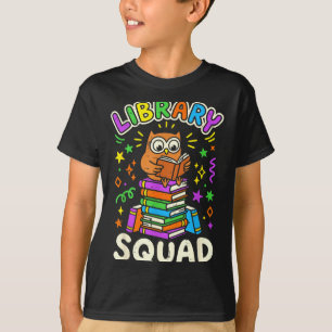 Funny owl library squad reading book lover kids T-Shirt